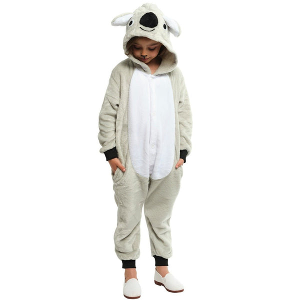 Déguisement Koala Bébé 12-24 Mois – Combinaison Capuche Grise, Oreilles Pompons, Pattes Blanches Et Griffes Noires – Unisexe