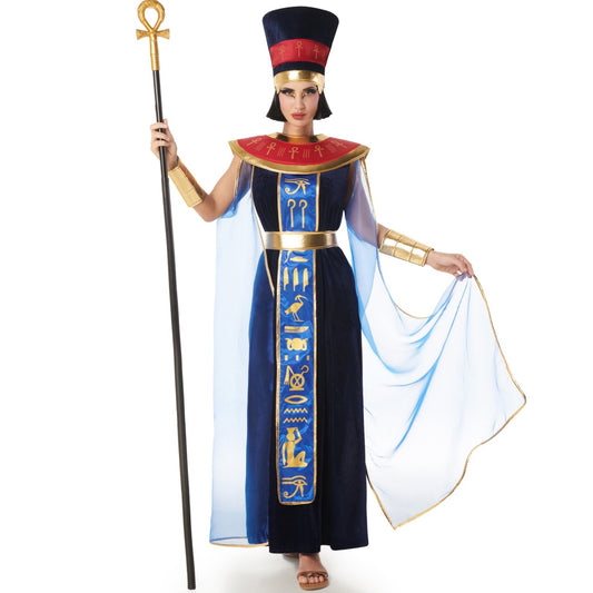 Costume de pharaon égyptien bleu pour femme