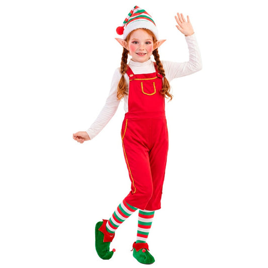 Déguisement Lutin Salopette Rouge fille