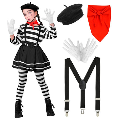 Déguisement de Mime Bicolore pour fille