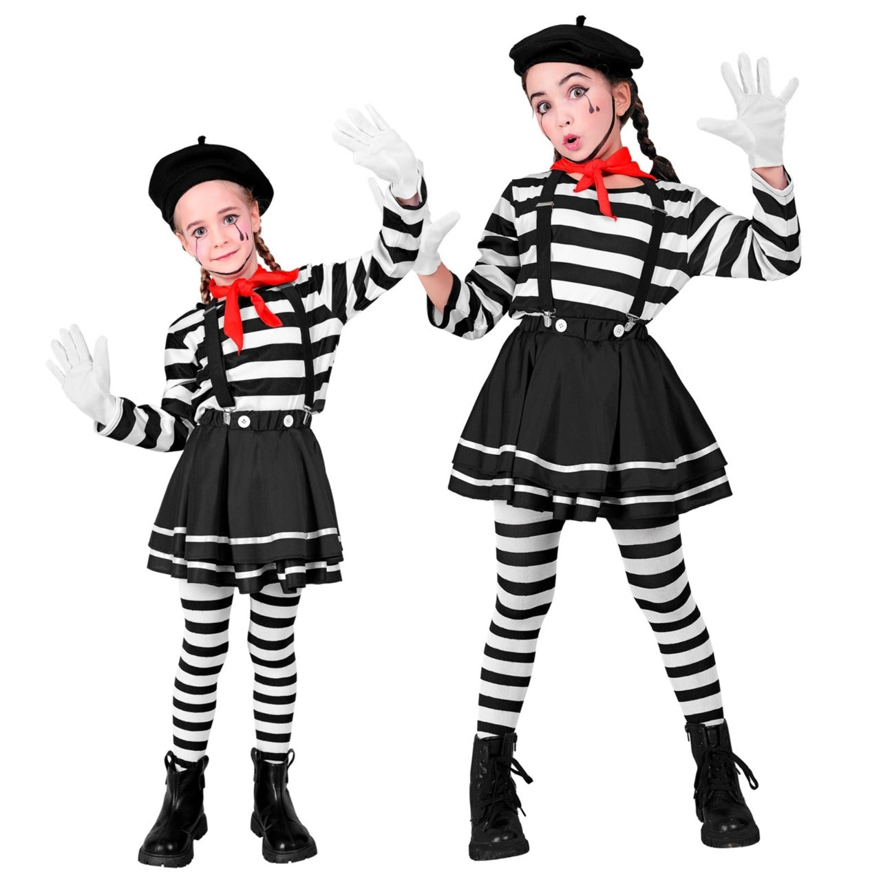Déguisement de Mime Bicolore pour fille