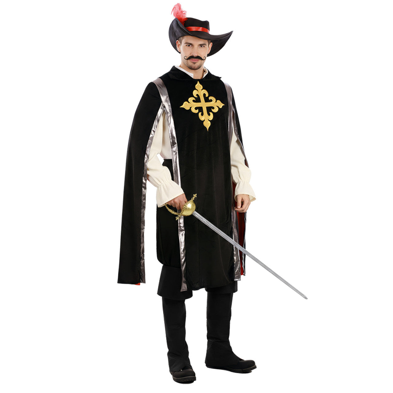 Déguisement Mousquetaire Noir adulte