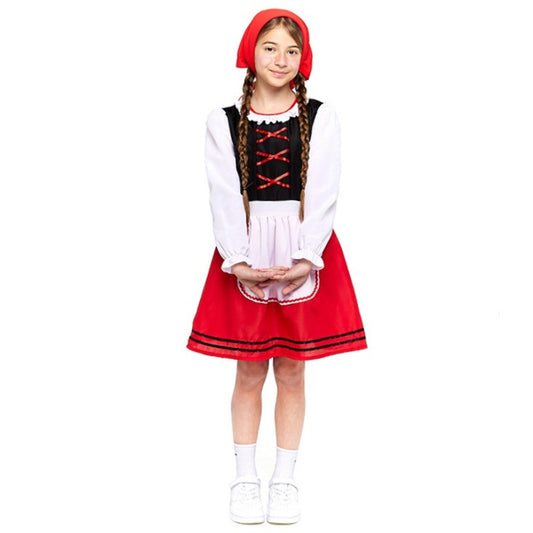 Déguisement de bergère galicienne rouge pour fille