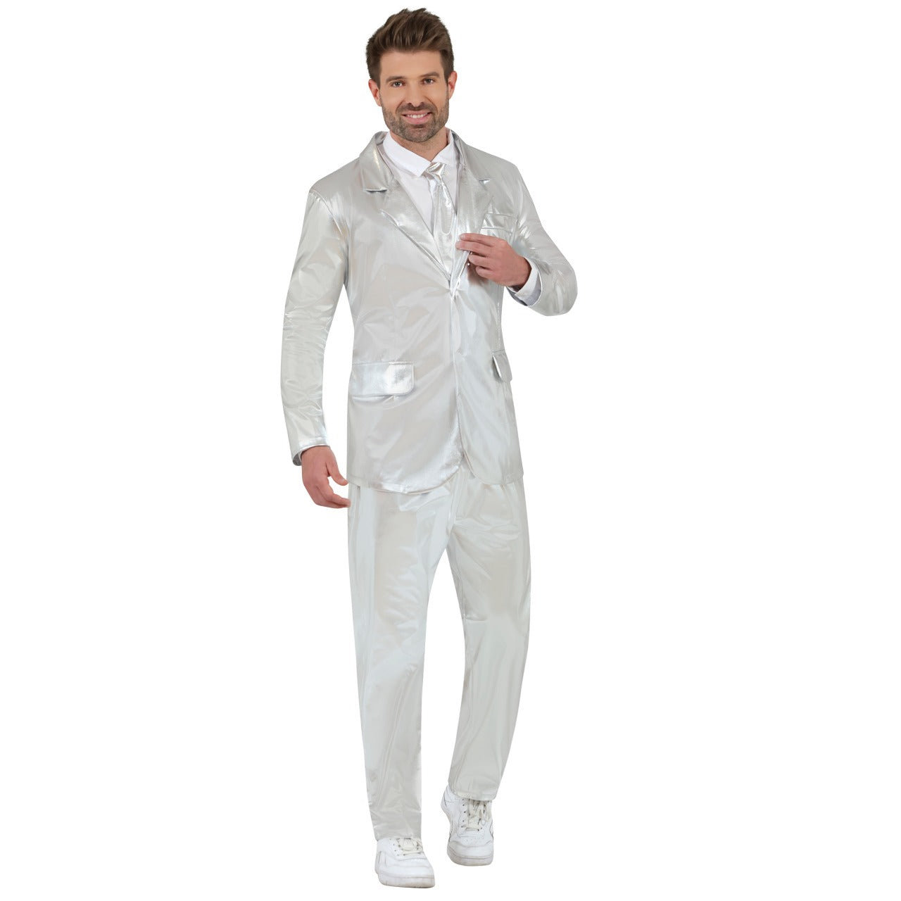 Costume de costume argenté métallisé pour homme