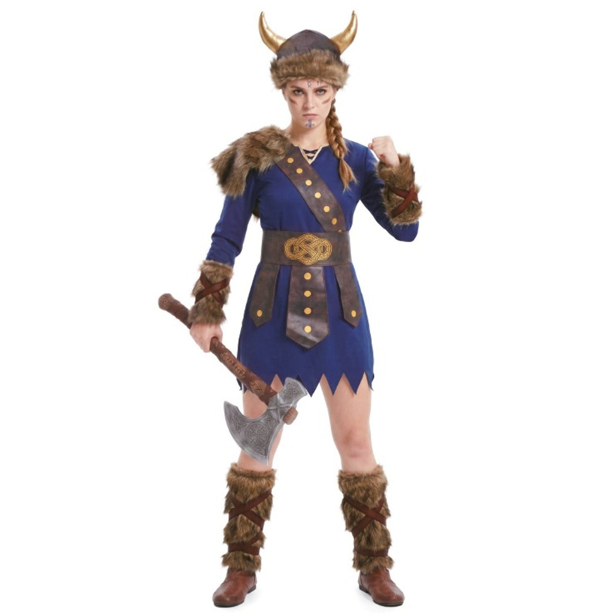 Déguisement de Viking bleue pour femme
