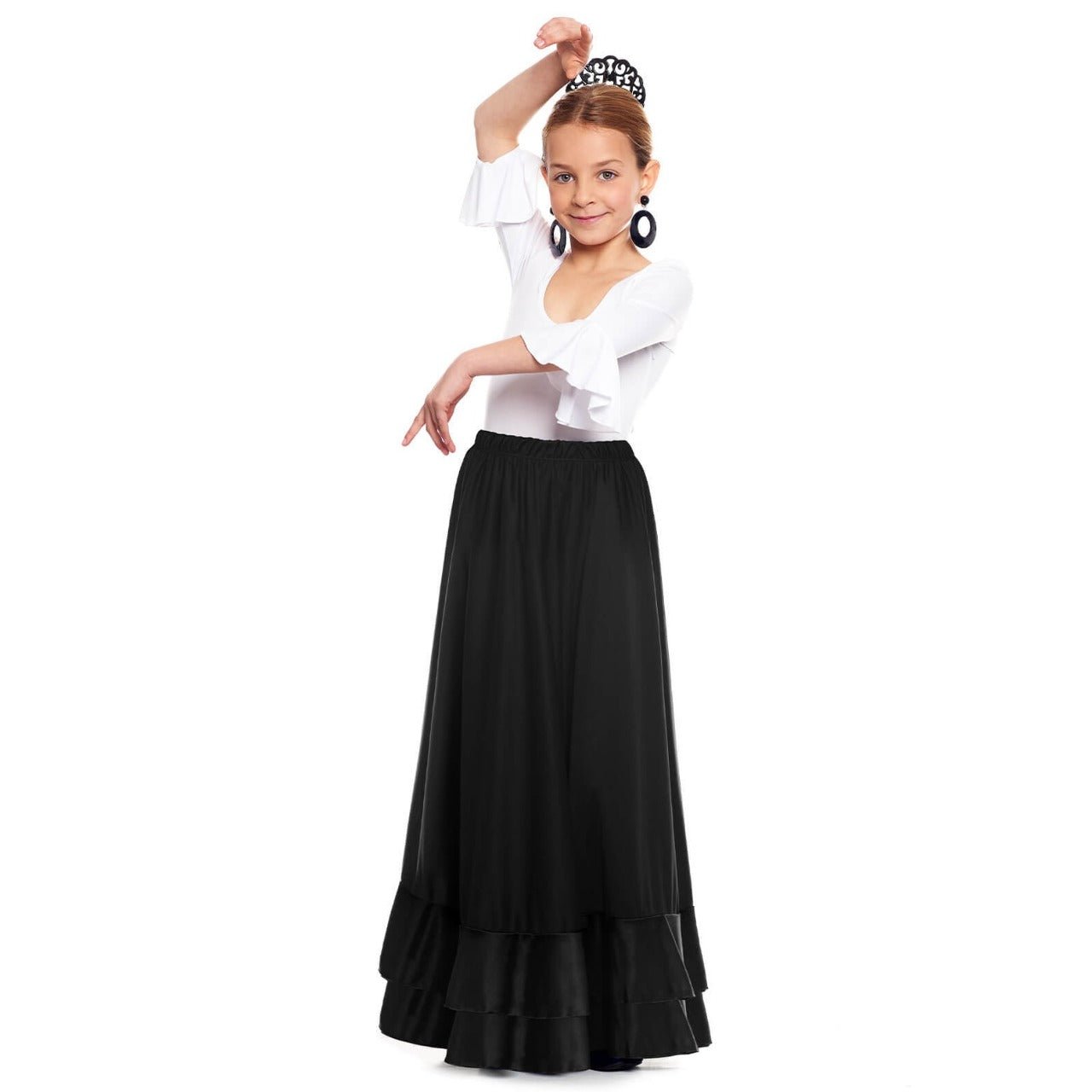 Jupe Flamenco Noire Enfant Double Volant