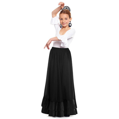 Jupe Flamenco Noire Enfant Double Volant