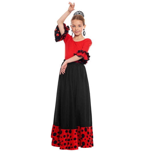 Jupe de Flamenco Noire avec Volant Rouge pour enfant