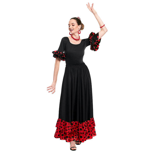 Jupe de Flamenco Noire avec Volant Rouge