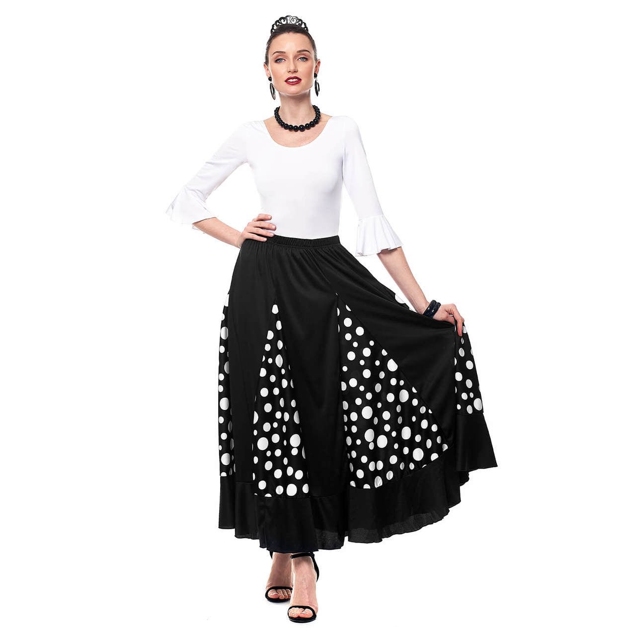 Jupe de Flamenco Noire et Blanche avec Quilles