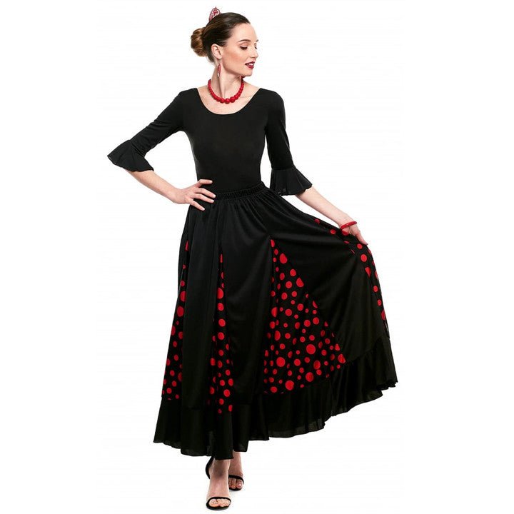 Jupe de Flamenco Noire et Rouge avec Quilles