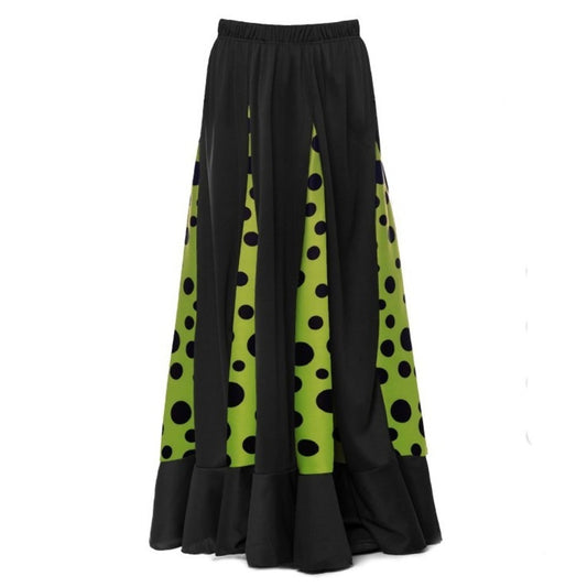 Jupe de Flamenco Noire et Verte à quilles