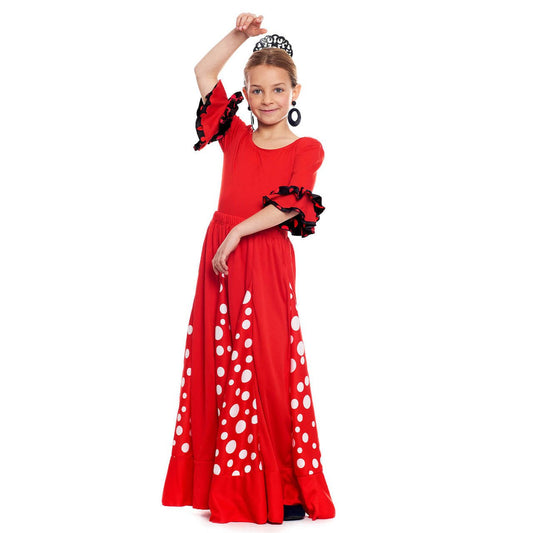 Jupe de Flamenco Rouge avec Quilles pour enfants