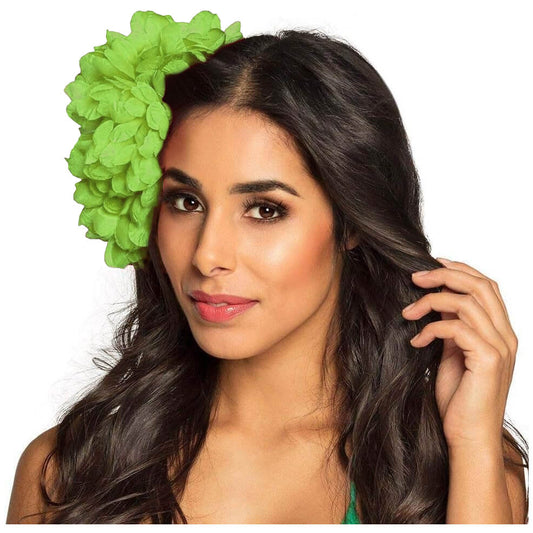 Barrette fleur verte Hawaï