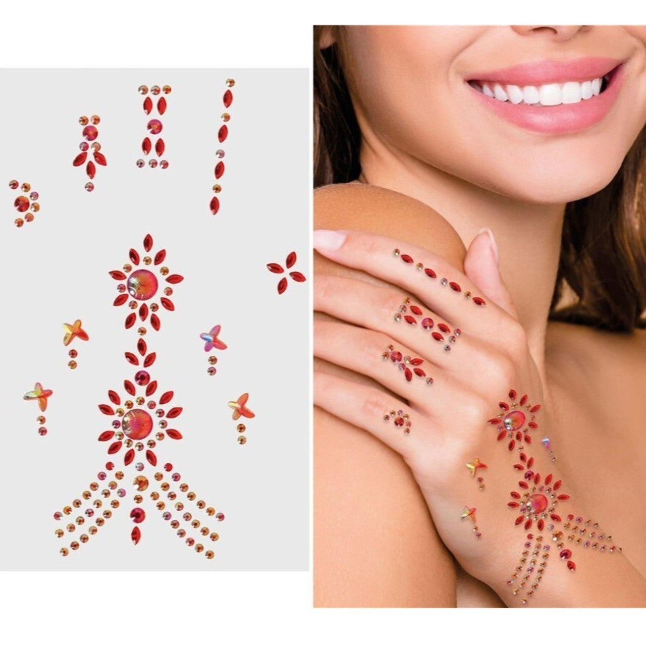 Paillettes rouges pour les mains