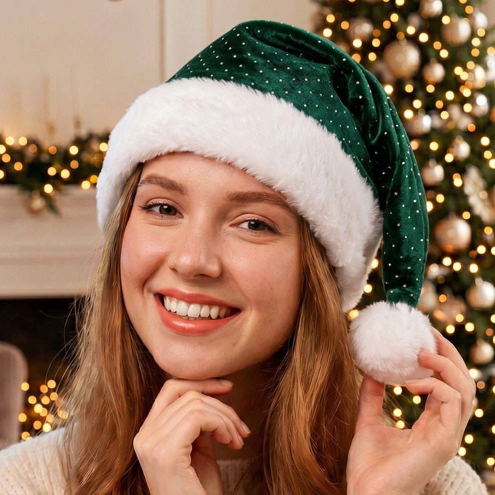 Bonnet de Noël Vert Paillettes