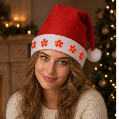 Bonnet de Père Noël Flocons Lumineux