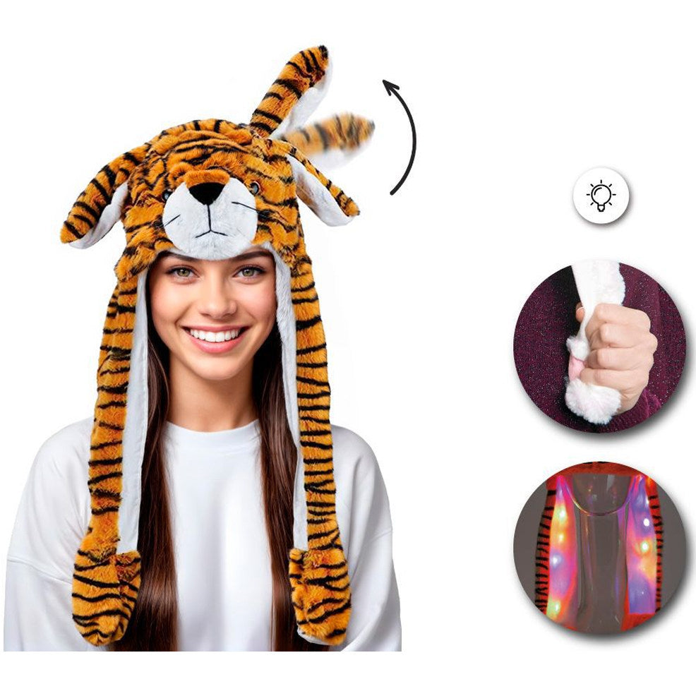 Chapeau de Tigre avec Oreilles Mobiles et Lumière