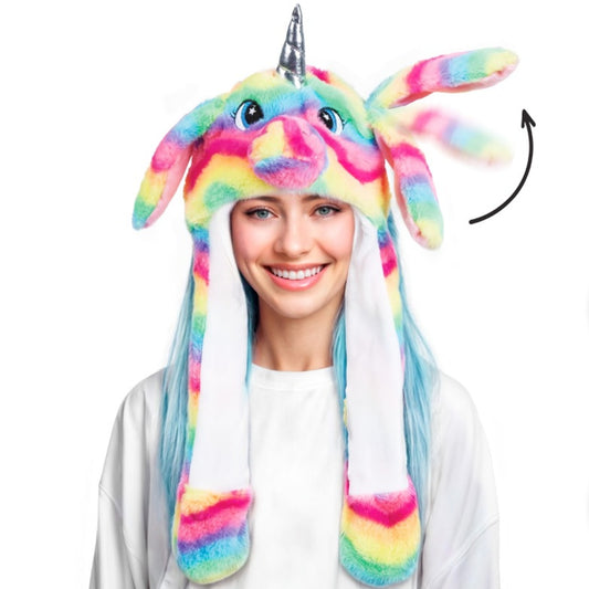 Chapeau Licorne Multicolore avec Oreilles Mobiles et Lumière