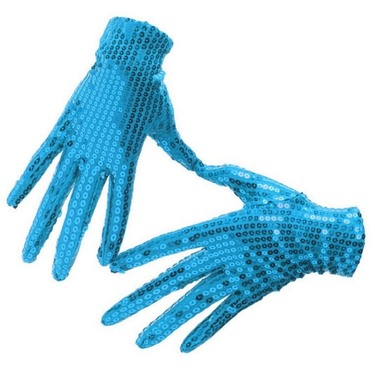 Gants à Paillettes Bleu Clair
