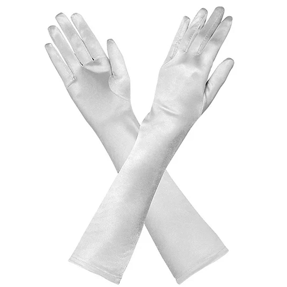 Gants Longs en Satin Blanc
