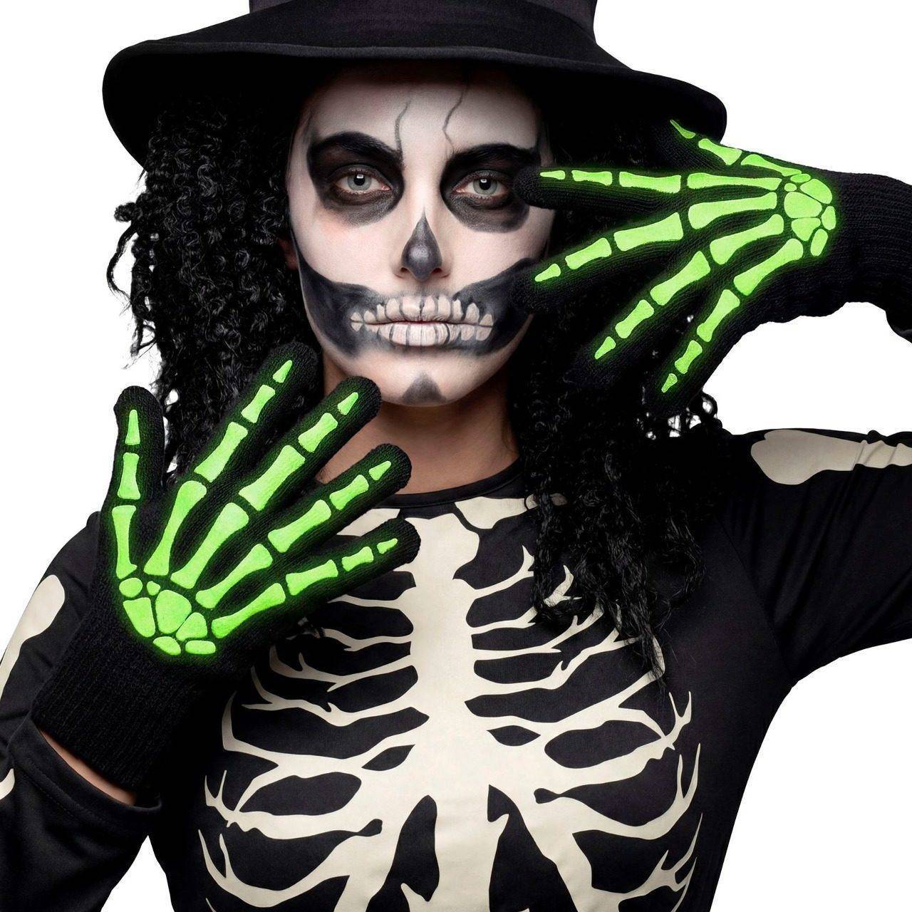 Gants de squelette os Glow