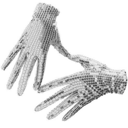 Gants à paillettes argentés