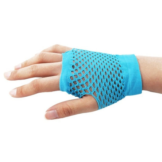 Gants en Résille Courts Bleu Clair