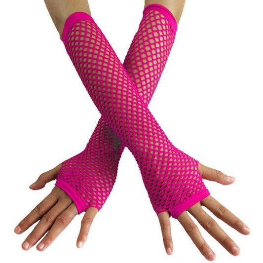Gants en Résille Longs Fuchsia