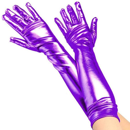 Gants Longs Violets Métallisés