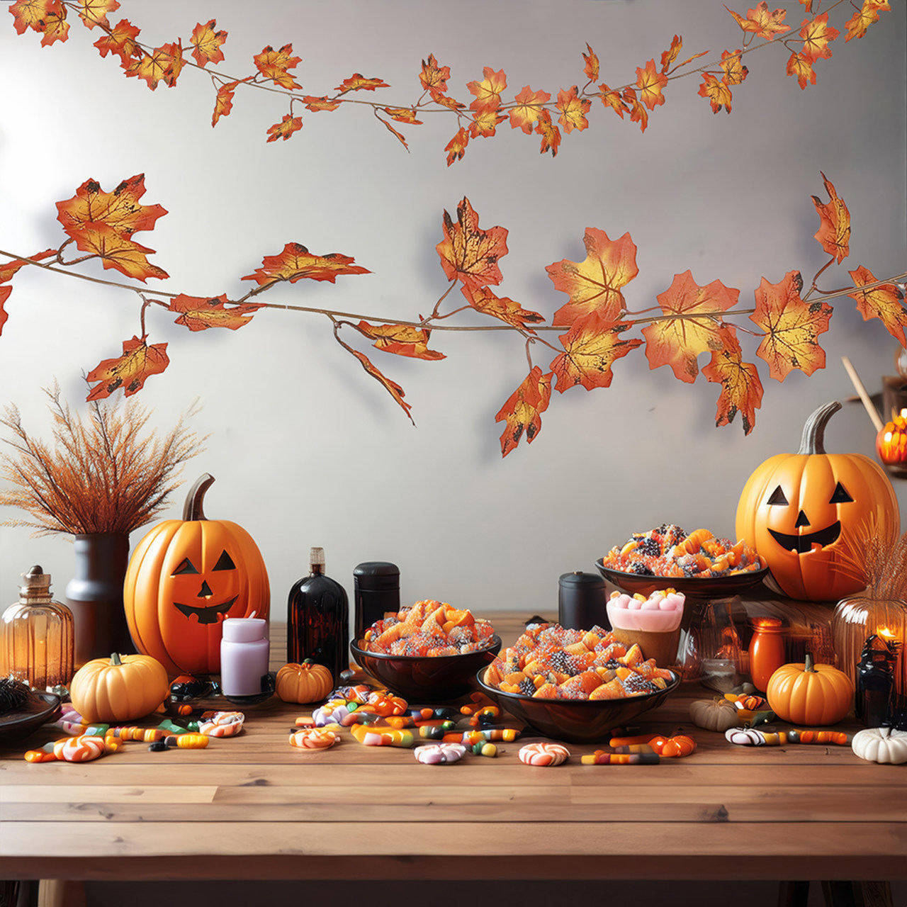 Guirlande de feuilles orange automne