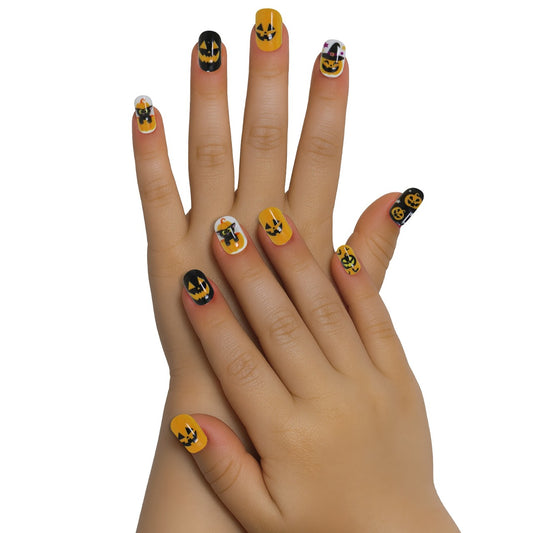 Kit 12 Ongles Halloween Citrouilles enfant