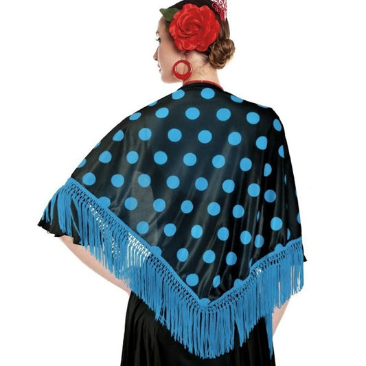 Châle à pois bleus