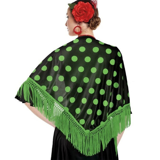 Châle à pois verts