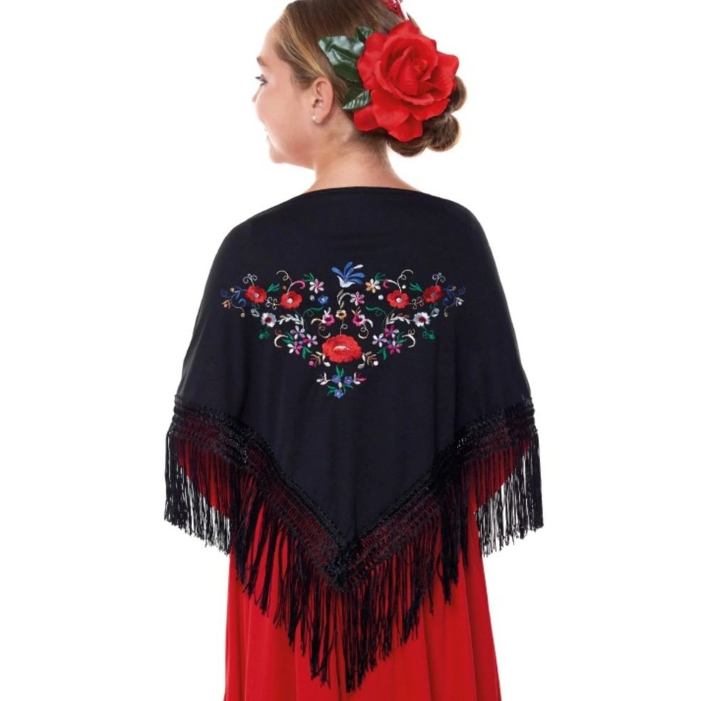 Châle brodé noir pour enfant