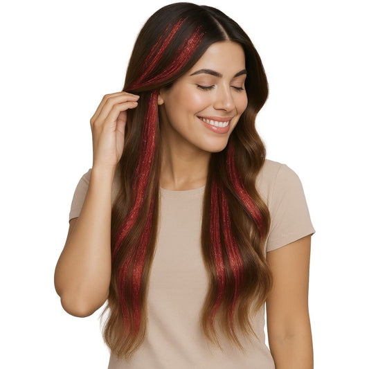 Lot de 3 Mèches Rouges Brillantes