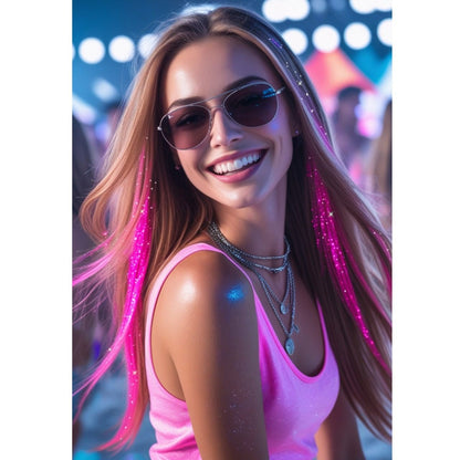 Lot de 3 Mèches Roses Brillantes
