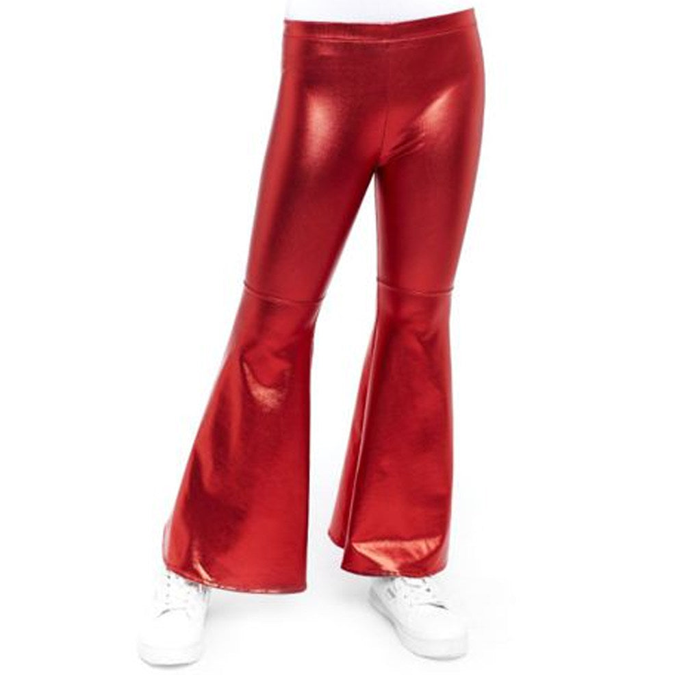 Pantalon évasé rouge métallisé enfant