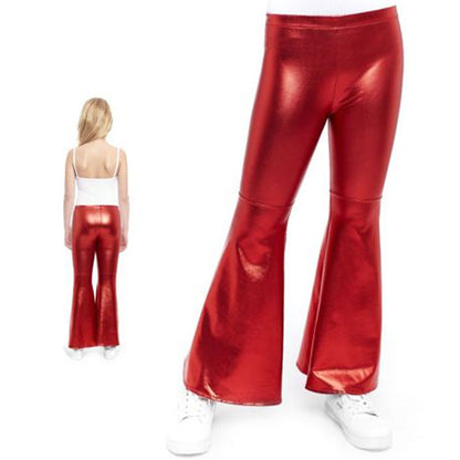 Pantalon évasé rouge métallisé enfant