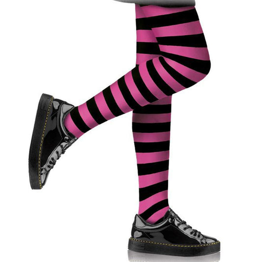 Collants Rayés Noires Roses enfant