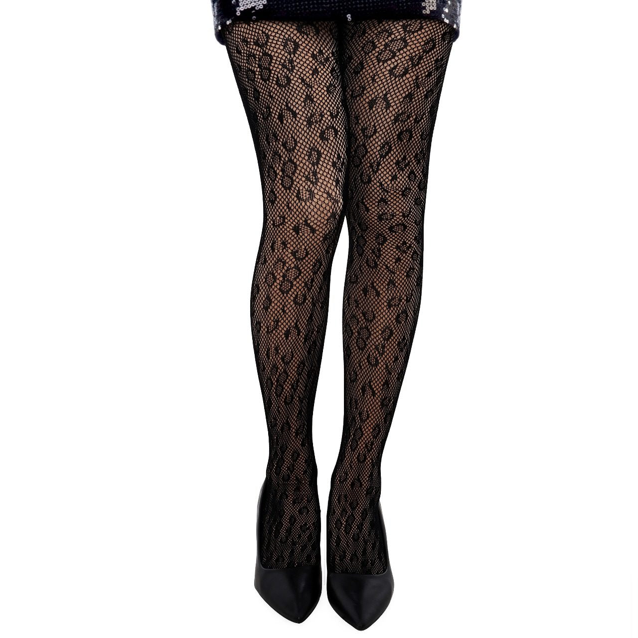 Collant résille léopard