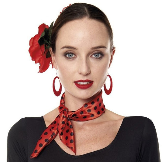 Foulard flamenco rouge à pois