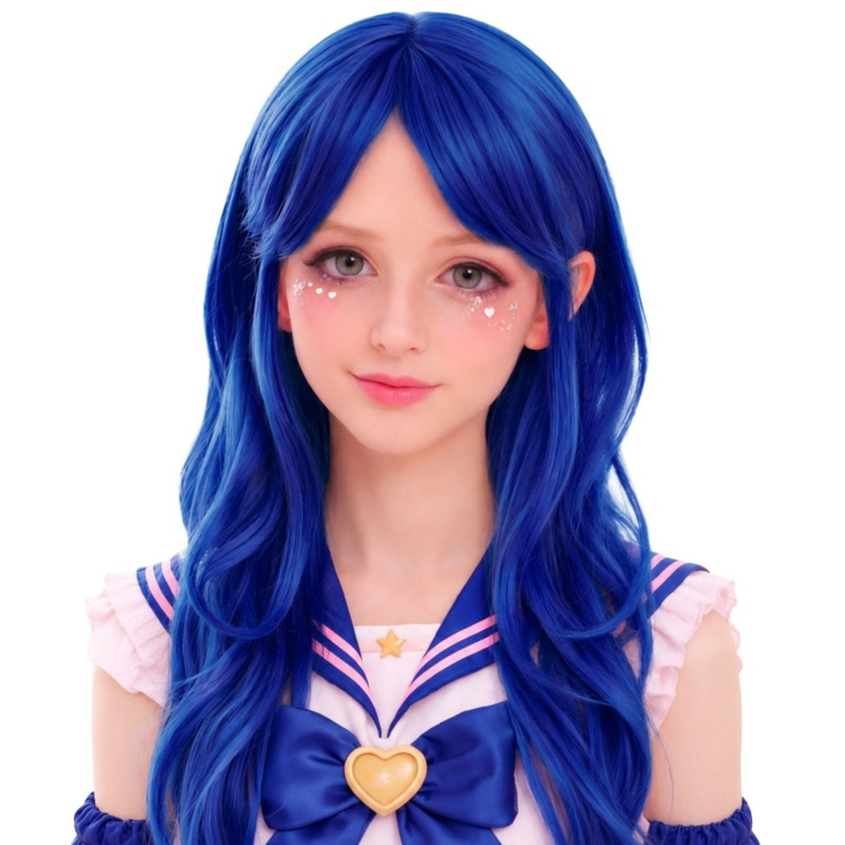 Perruque Bleue Longue Cosplay