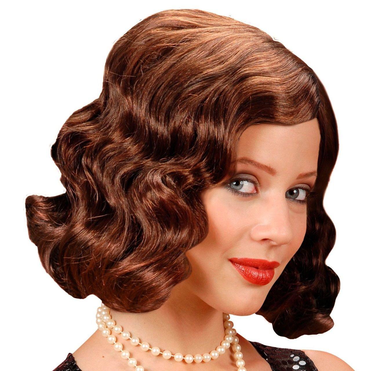 Perruque Brune Ondulations Années 20
