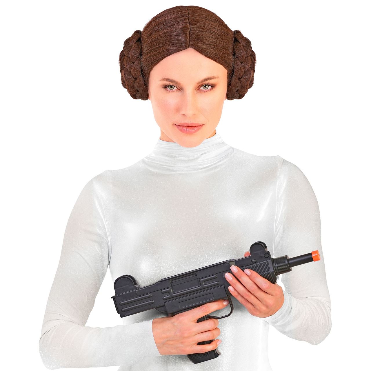 Perruque de Princesse Leia Marron