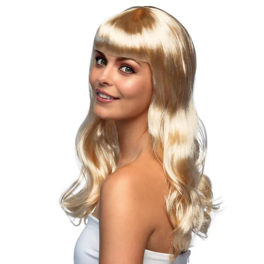 Perruque Blonde Ondulée avec Frange