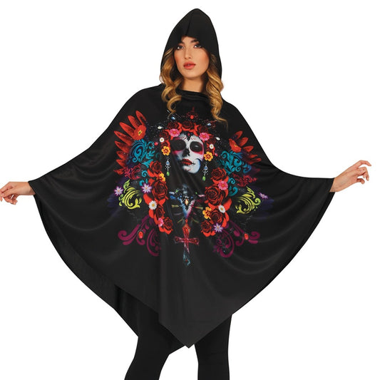 Poncho Catrina Fleurs adulte