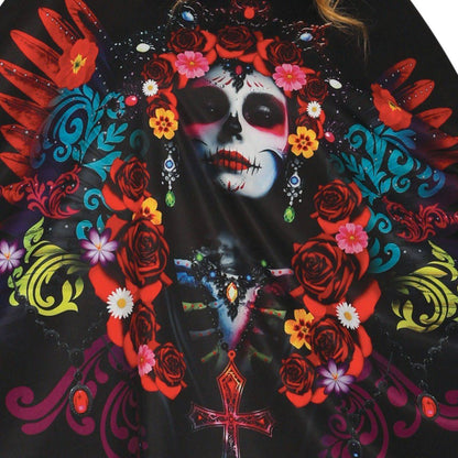 Poncho Catrina Fleurs adulte