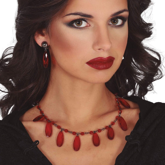 Ensemble Collier et Boucles d'oreilles Rubies
