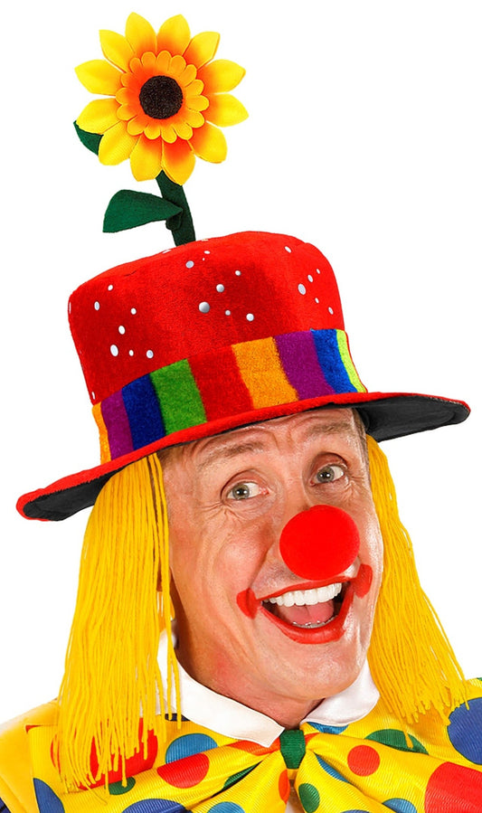 Chapeau Rouge de Clown avec Cheveux